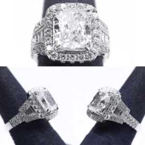 14k white gold cushion cut engagement ring with diamonds – luxury...