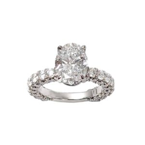 4.51 tcw oval and round cut natural diamonds engagement ring set...