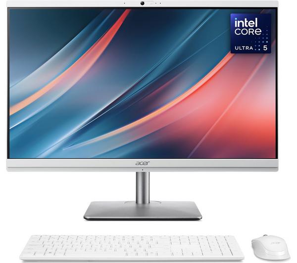 acer aspire c24 195es 23.8" all in one pc intel® core™ ultra 5, 512 gb ssd, white