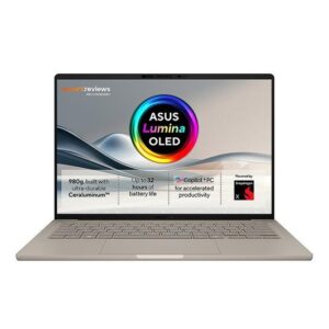 asus zenbook a14 ux3407qa 14" laptop, copilot+ pc – snapdragon x, 512 gb ssd, beige