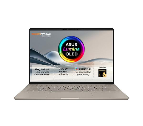 asus zenbook a14 ux3407qa 14" laptop, copilot+ pc – snapdragon x plus, 1 tb ssd, beige