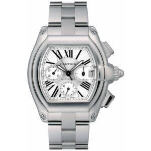 cartier roadster w62019x6 silver sunray effect dial stainless...