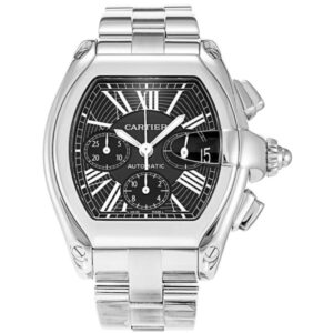cartier roadster w62020x6 black dial steel bracelet watch –...