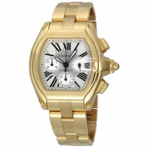 cartier roadster w62021y2 silver dial yellow gold watch – luxury...