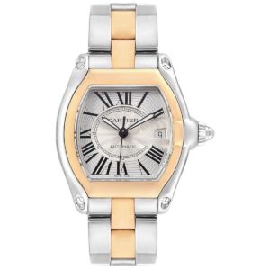 cartier roadster w62031y4 silver sunray effect dial steel and gold...