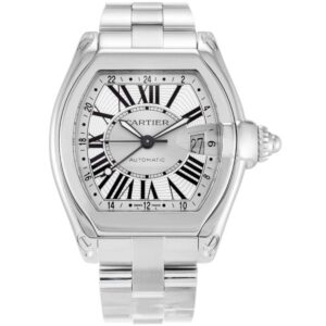 cartier roadster w62032x6 silver sunray effect dial steel bracelet...