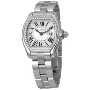 cartier roadster we5002x2 silver dial diamond bezel white gold...