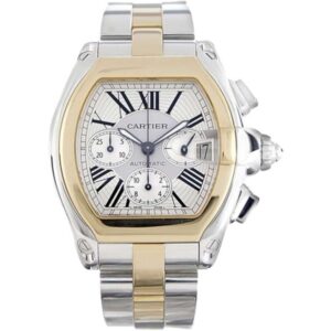 cartier roadster xl w62027z1 silver sunray effect dial steel and...