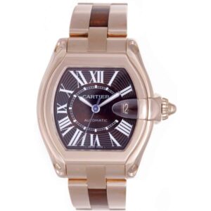 cartier roadster xl w6206001 brown dial rose gold bracelet watch...