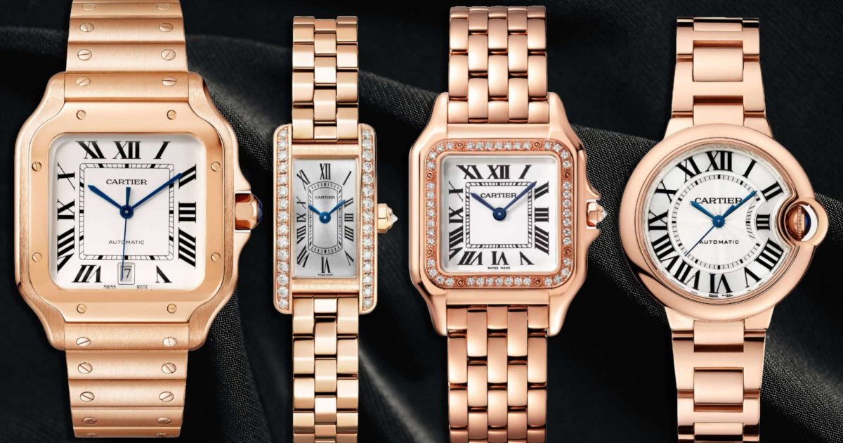 cartier rose gold watches for sale | santos & ballon bleu price –...