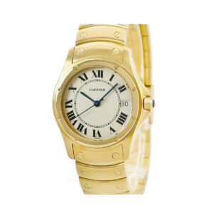 cartier santos ronde w20028g1 19001 33mm yellow gold silver dial...