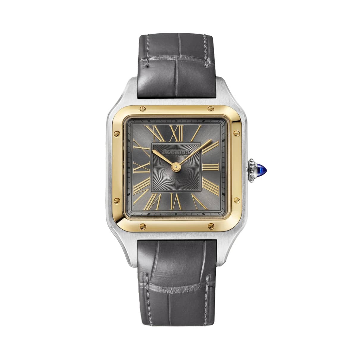 cartier w2sa0028 santos de cartier grey sunray dial large –...