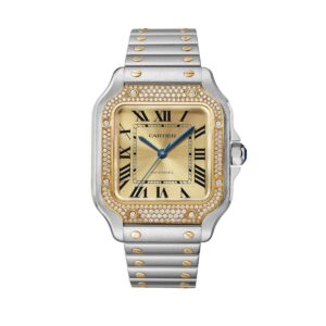 cartier w3sa0007 santos de cartier golden sunray dial medium –...
