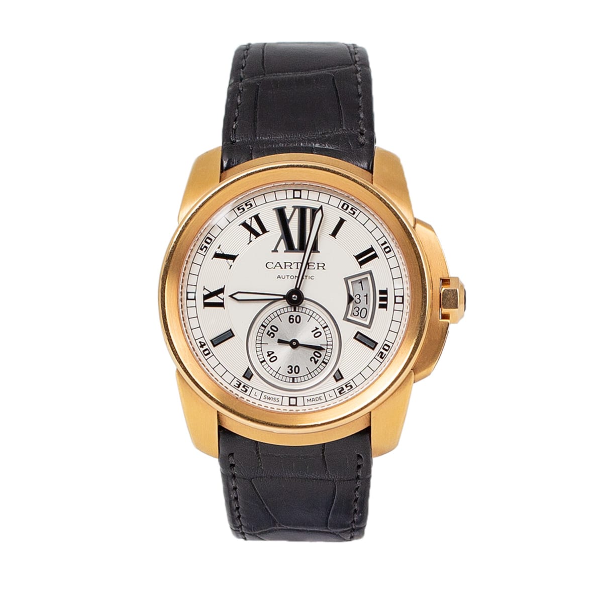 cartier w7100009 calibre snailed dial black strap 42mm watch –...