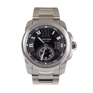 cartier w7100016 calibre de cartier 42mm black dial stainless...