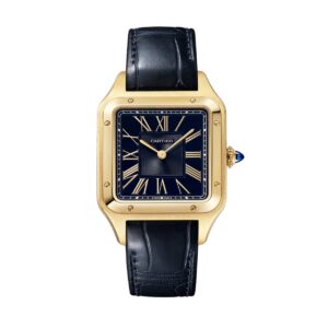 cartier wgsa0077 santos dumont blue satin brushed dial large –...