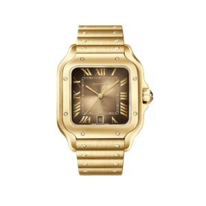 cartier wgsa0095 santos de cartier yellow gold sunray dial large...