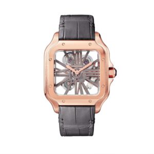 cartier whsa0018 santos de cartier rose gold skeleton dial large...