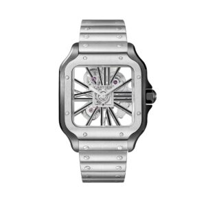 cartier whsa0027 santos de cartier black skeleton dial large –...