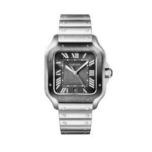 cartier wssa0037 santos de cartier grey dial stainless steel watch...