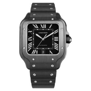 cartier wssa0039 santos de cartier black adlc steel large watch –...