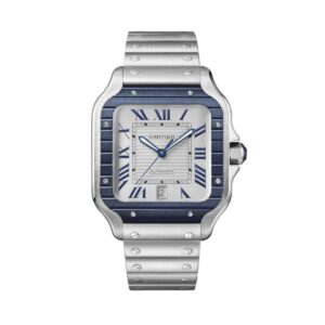 cartier wssa0047 santos de cartier grey striated dial stainless...