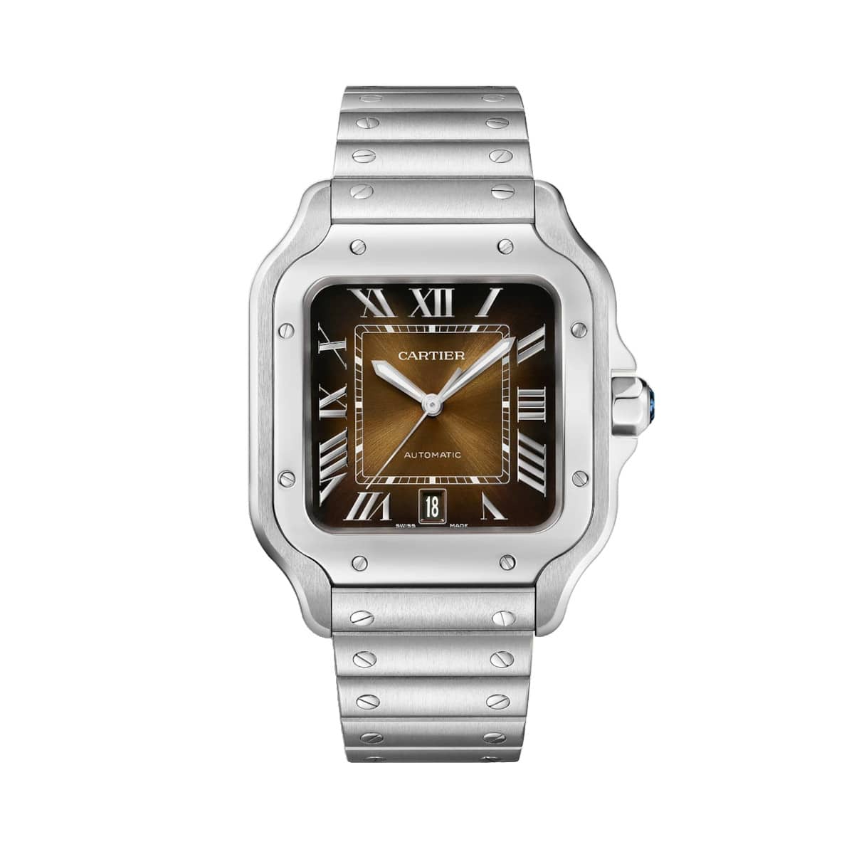 cartier wssa0064 santos de cartier graduated brown dial large –...