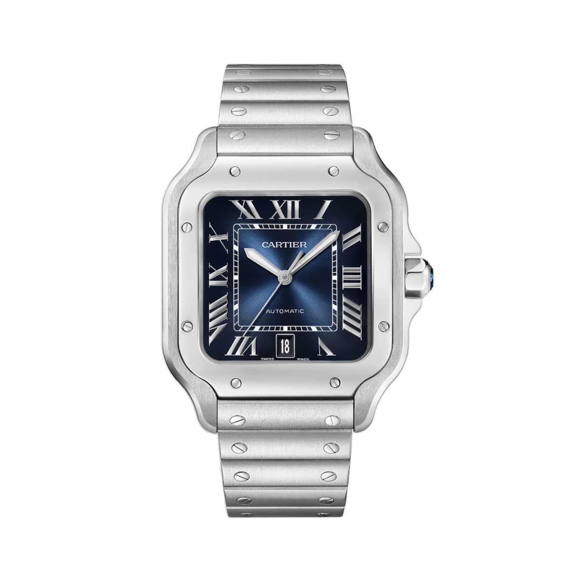 cartier wssa0071 santos de cartier graduated blue dial large –...