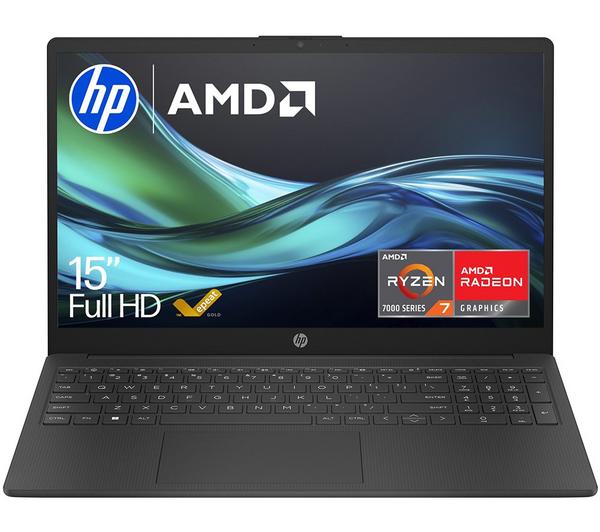 hp 15 fc0525sa 15.6" laptop amd ryzen 7, 512 gb ssd, black