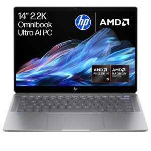 hp omnibook ultra 14" laptop amd ryzen ai 9, 1 tb ssd, silver
