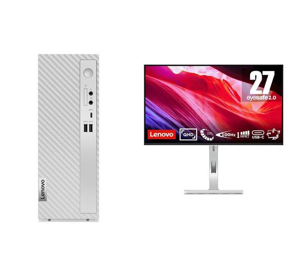 lenovo ideacentre 3 desktop pc (intel® core™ i5, 1 tb ssd) & l27h 4a quad hd 27" ips wled monitor bundle grey