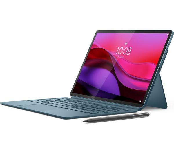 lenovo yoga tab plus 12.7" tablet with keyboard & pen 256 gb, tidal teal