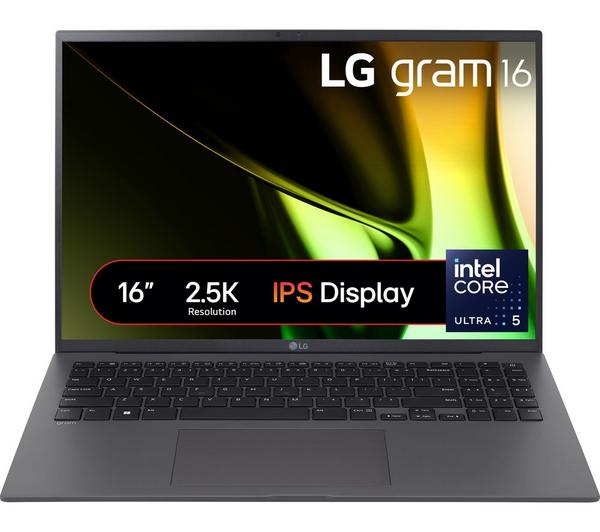 lg gram 16 16z90s g.ar56a1 16" laptop intel® core™ ultra 5, 512 gb ssd, dark grey