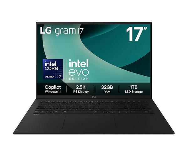 lg gram 17 17z90t g.ad88a1 17" laptop, copilot+ pc intel® core™ ultra 7, 1 tb ssd, black