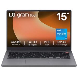 lg gram book ai 15u50t g.aa56a1 15.6" laptop intel® core™ i5, 512 gb ssd, titan silver