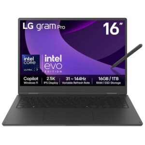 lg gram pro 16t90tp g.aa78a1 16" 2 in 1 laptop intel® core™ ultra 7, 1 tb ssd, black