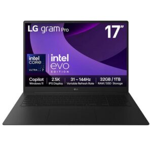 lg gram pro 17z90tp g.ad88a1 17" laptop intel® core™ ultra 7, 1 tb ssd, black