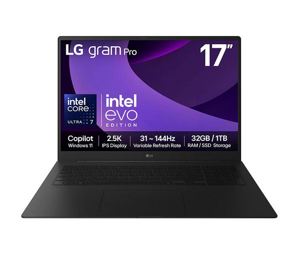 lg gram pro 17z90tp g.ad88a1 17" laptop intel® core™ ultra 7, 1 tb ssd, black