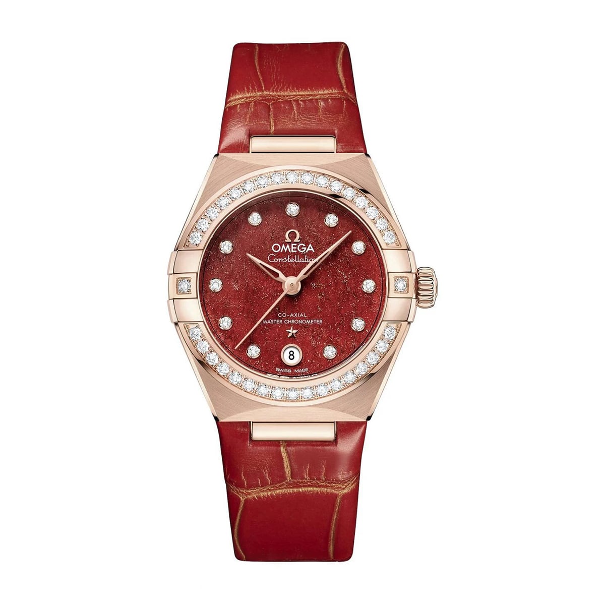 omega 131.58.29.20.99.005 constellation red dial – luxury watches usa