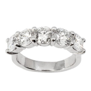 platinum ring 5 stone round natural diamonds brilliant cut gia...