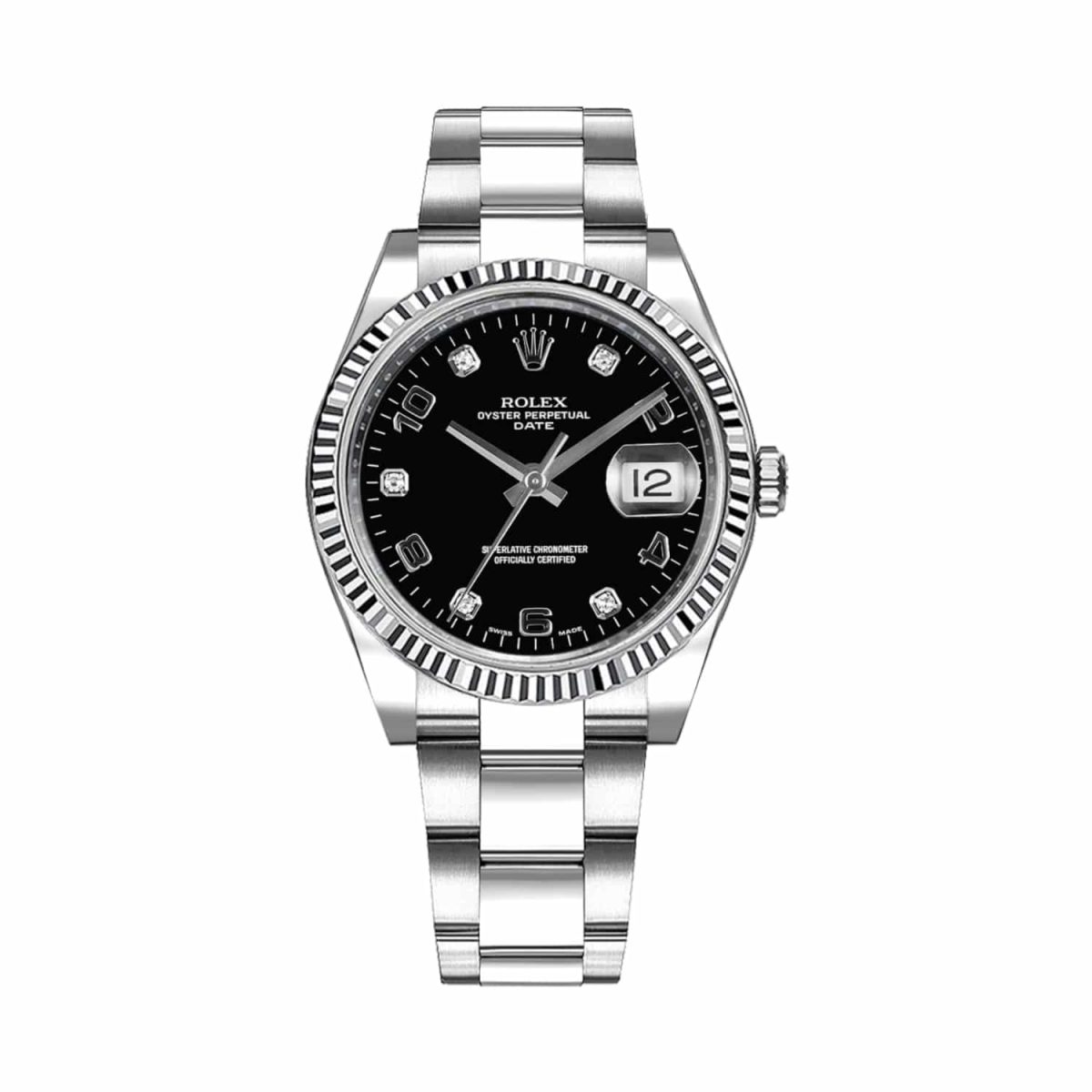 rolex 115234 0011 oyster perpetual black diamonds dial – luxury...
