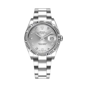 rolex 115234 0012 oyster perpetual silver diamonds dial – luxury...