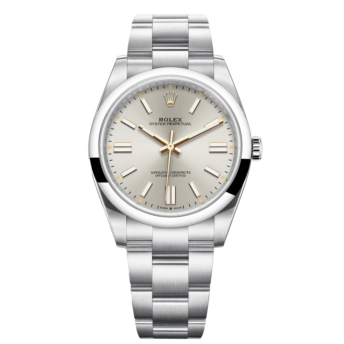 rolex 124300 0001 oyster perpetual stainless steel silver index...