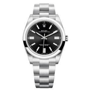 rolex 124300 0002 oyster perpetual stainless steel black index...