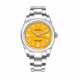 rolex 124300 0004 oyster perpetual yellow dial 41mm – luxury...