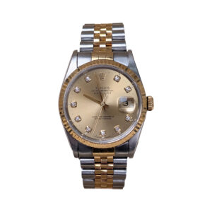 rolex 16233 datejust 36mm champagne diamond jubilee watch –...