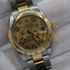 rolex 178343 steel and yellow gold datejust floral motif dial –...