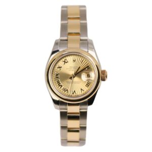 rolex 179163 champagne sunbeam roman two tone 26mm oyster watch –...