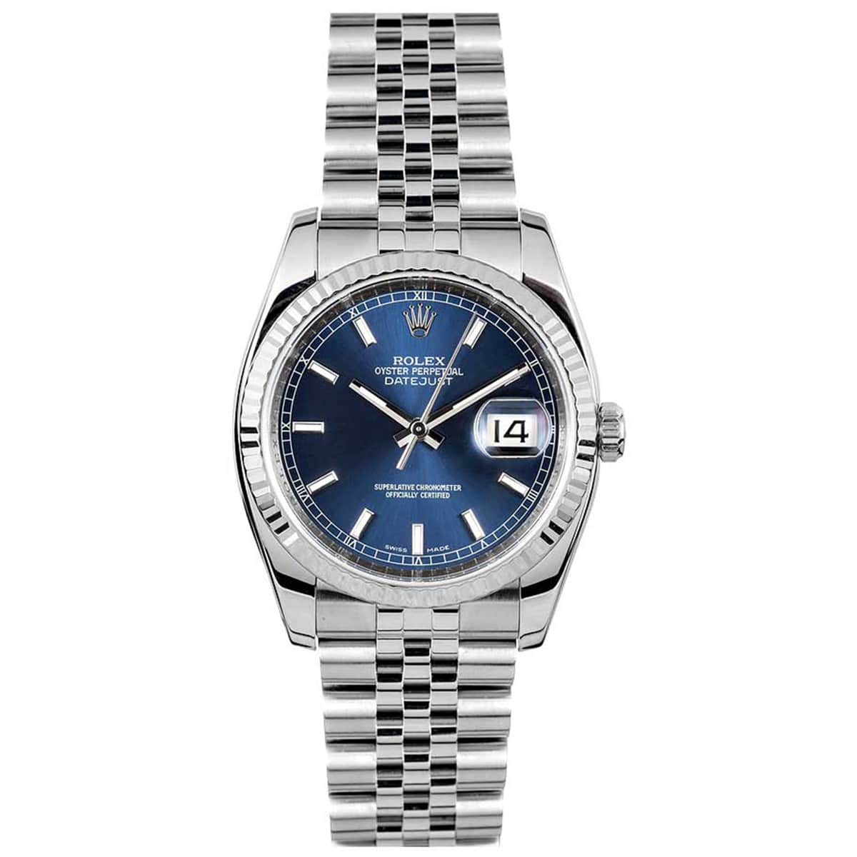 rolex datejust 116234 blue index dial jubilee bracelet 36mm watch...