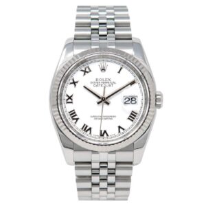 rolex datejust 116234 steel & white gold jubilee 36mm white roman...